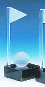 Glastrophe mit Golfball - zum Schlieen ins Bild klicken